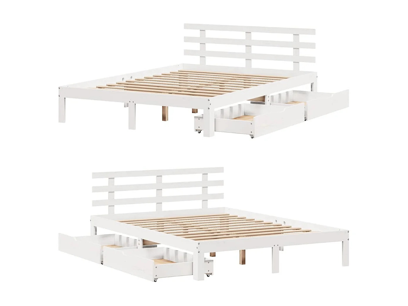 Estructura de cama con cajones sin colchón blanca 140x190 cm