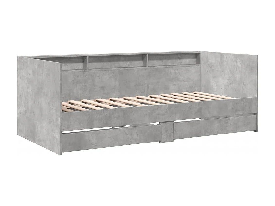 Cama de día con cajones sin colchón gris hormigón 90x190 cm