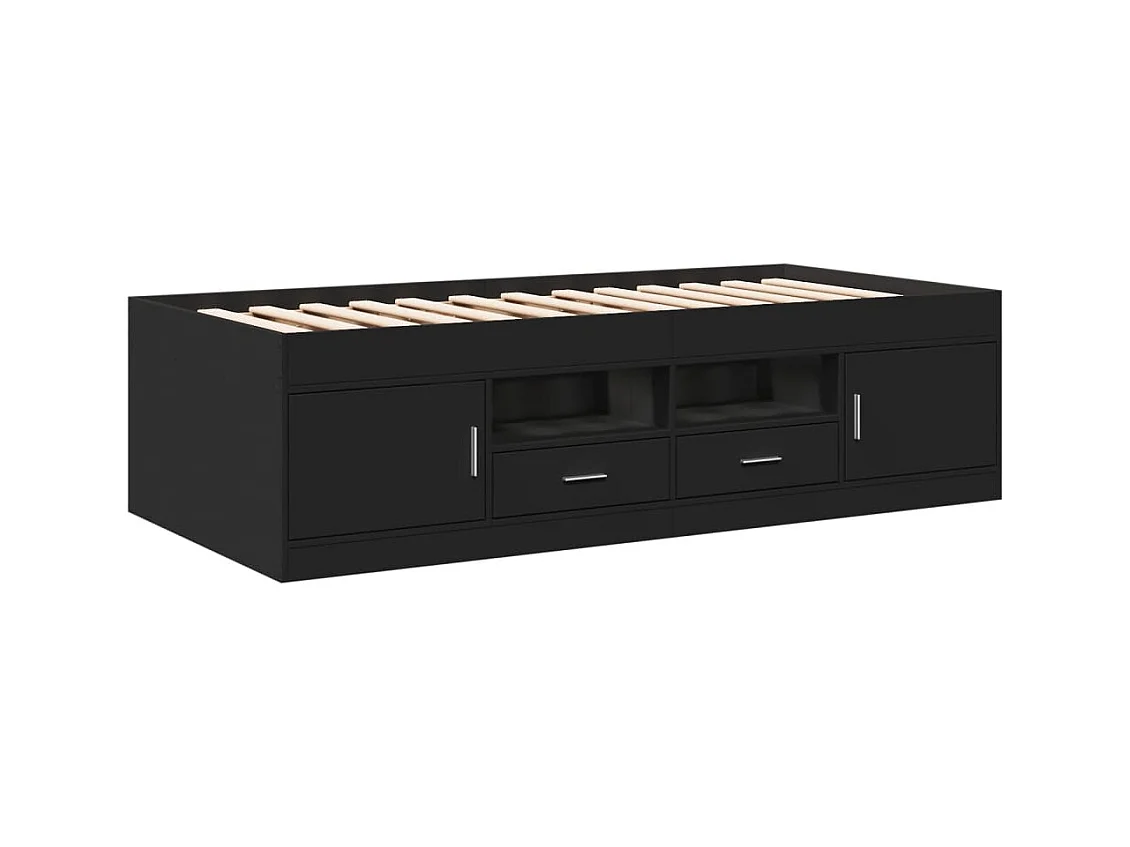 Dagbed met lades zonder matras zwart 100x200 cm