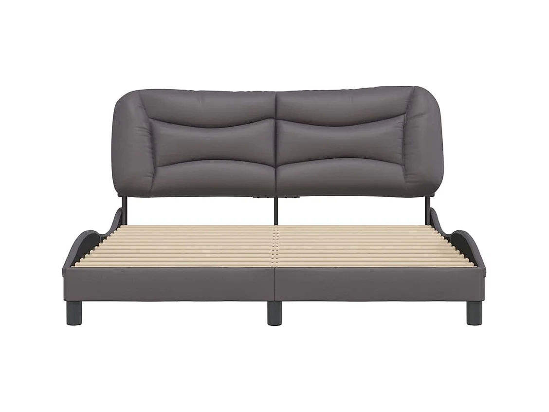 Bettgestell ohne Matratze grau 160x200 cm Kunstleder