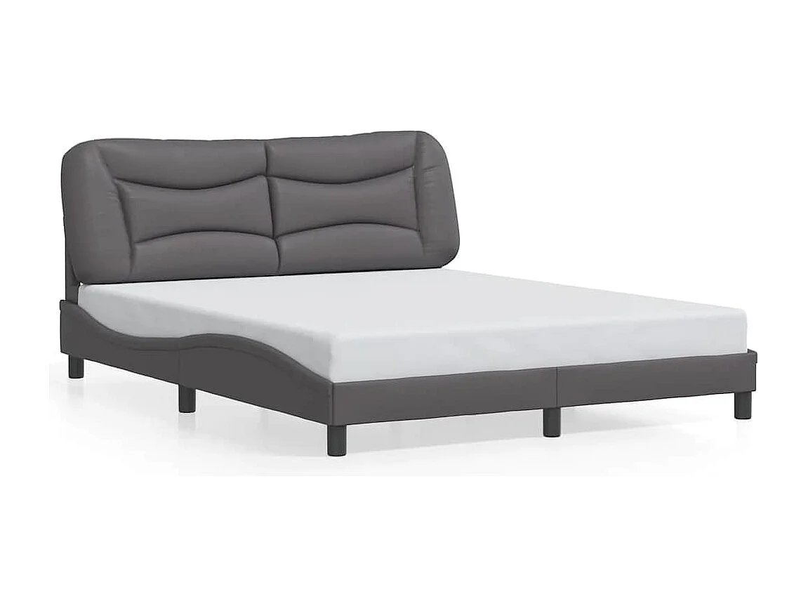 Cadre de lit sans matelas gris 160x200 cm similicuir