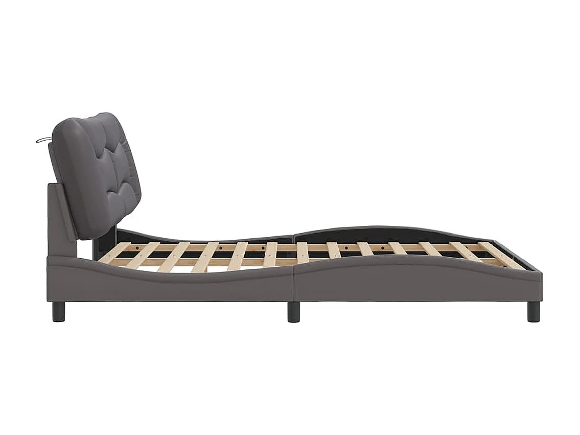 Cadre de lit sans matelas gris 160x200 cm similicuir
