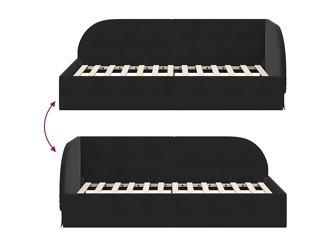 Hoekbedframe met hoofdbord Zwart 90 x 200 cm Fluweel