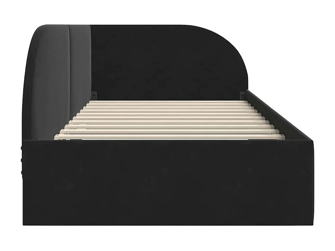 Cadre de lit d'angle avec tête de lit Noir 90 x 200 cm Velours