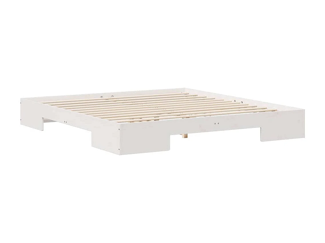 Cadre de lit surélevé Blanc 200 x 200 cm Bois massif en pin