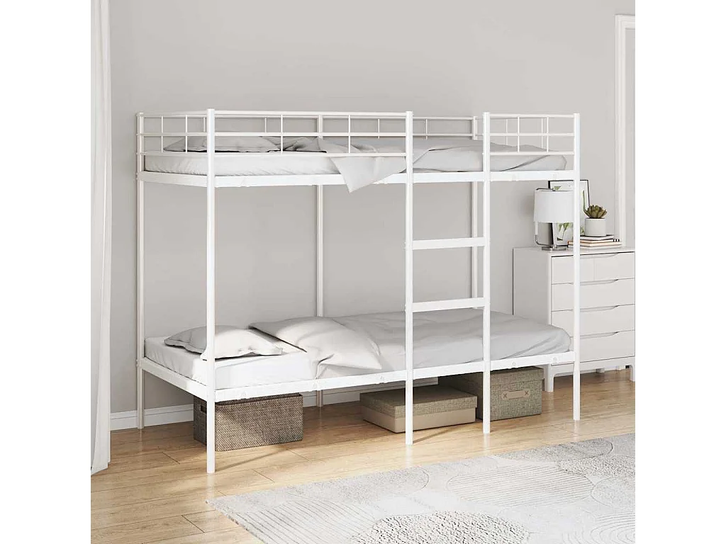 Lit superposé sans matelas blanc 90x200 cm acier