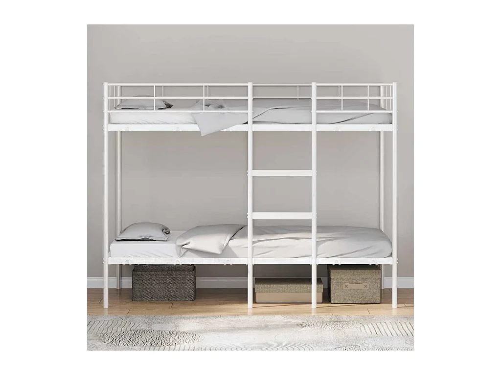 Lit superposé sans matelas blanc 90x200 cm acier