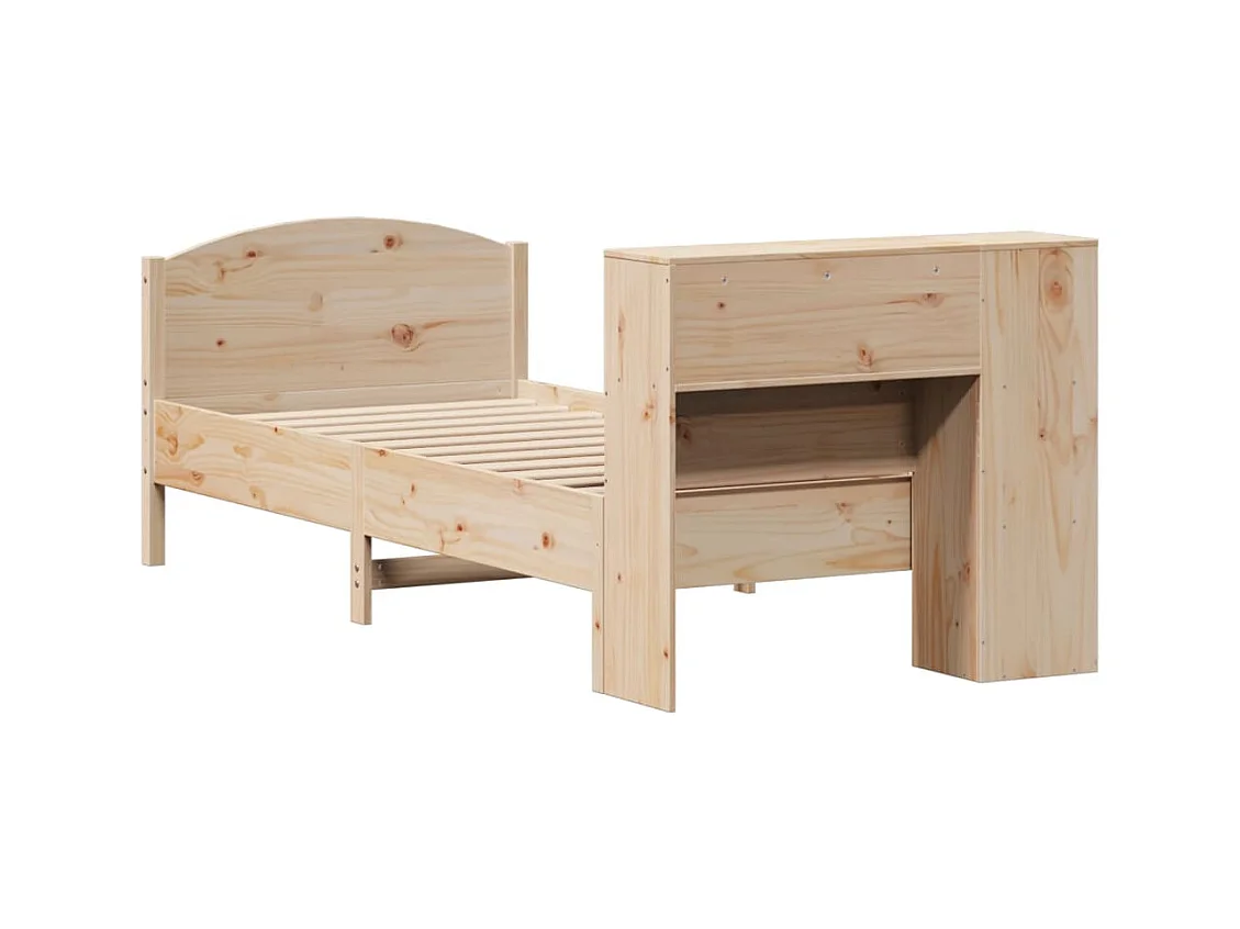 Lit bibliothèque sans matelas 100x200 cm bois massif de pin