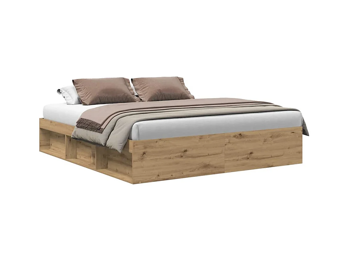 Bedframe zonder matras, handgemaakt eikenhout, 200x200 cm