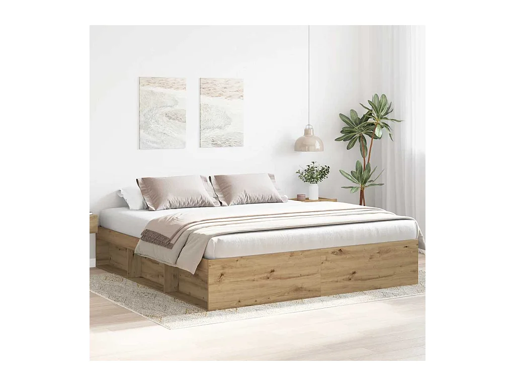 Bedframe zonder matras, handgemaakt eikenhout, 200x200 cm