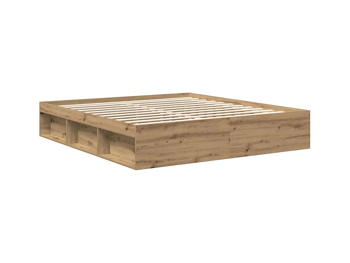 Bedframe zonder matras, handgemaakt eikenhout, 200x200 cm
