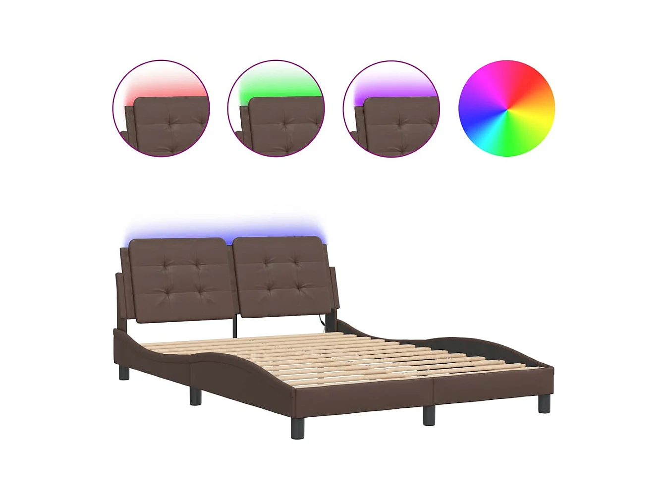 Cadre de lit avec LED sans matelas marron 120x200 cm