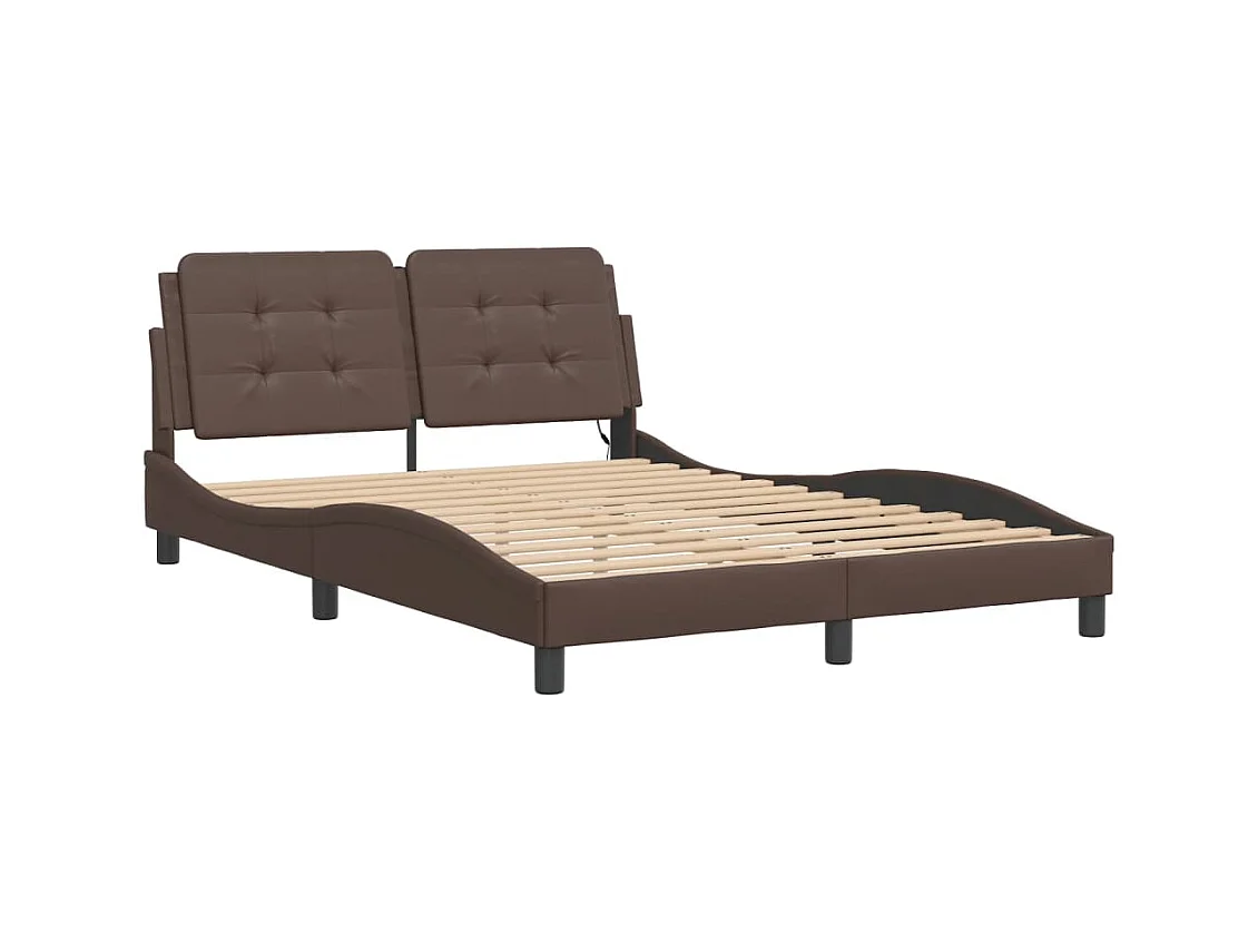 Cadre de lit avec LED sans matelas marron 120x200 cm