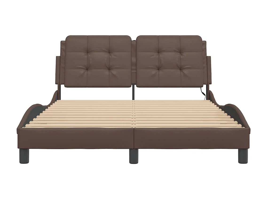 Bedframe met LED zonder matras bruin 120x200 cm