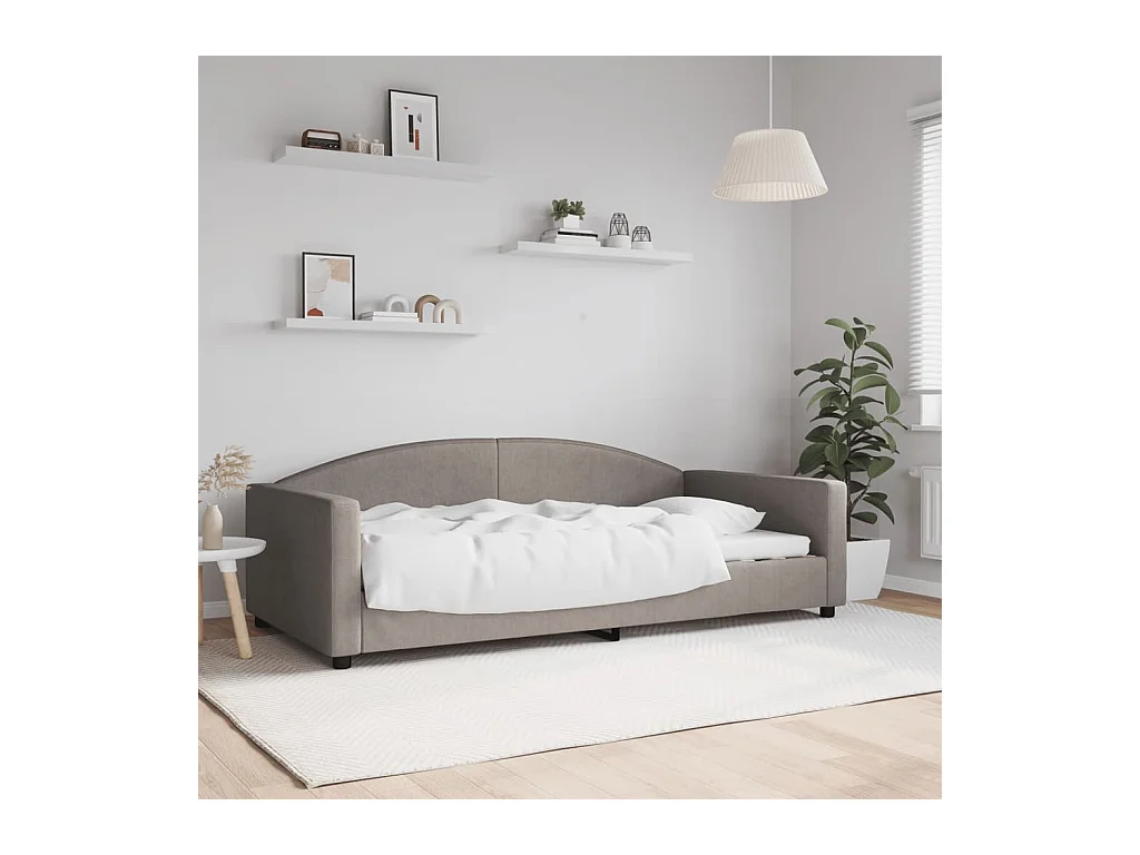 Divano letto tortora in tessuto 100x200 cm