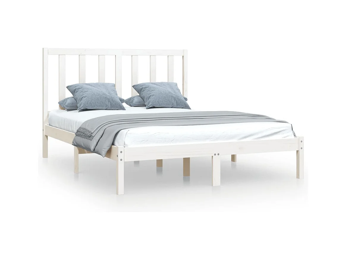 Bedframe zonder matras wit massief grenenhout 140x190 cm