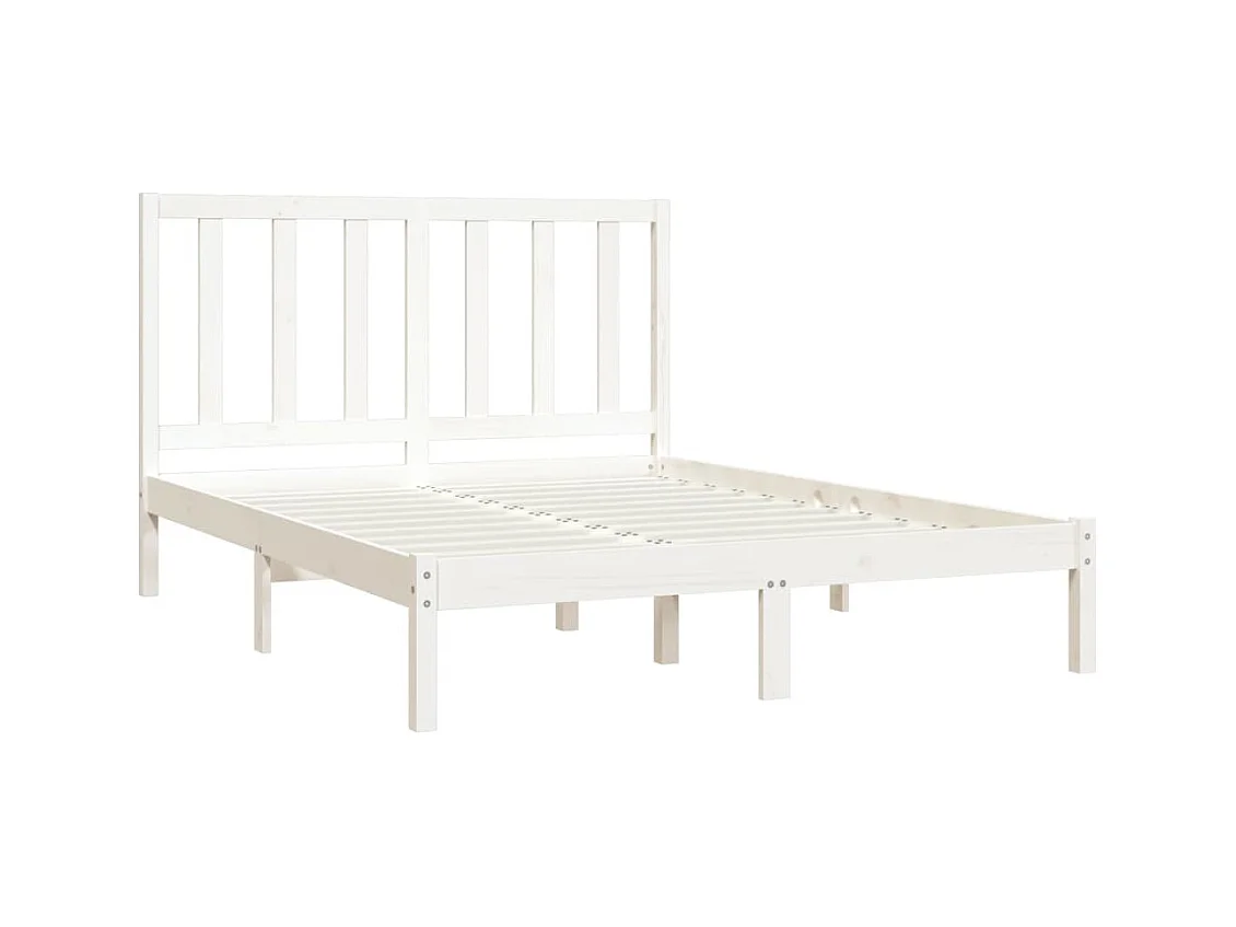 Bedframe zonder matras wit massief grenenhout 140x190 cm