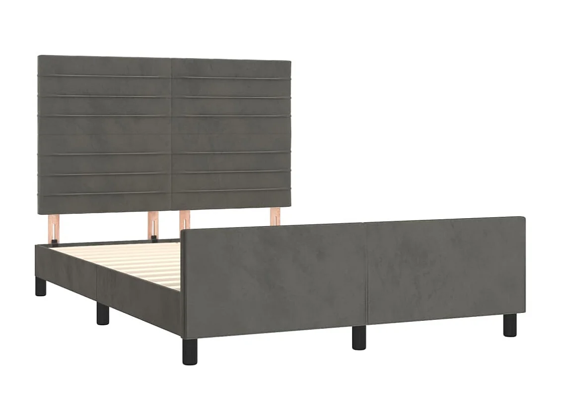 Struttura letto senza materasso grigio scuro 140x190 cm velluto
