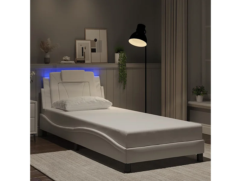 Bedframe met LED zonder matras wit 80x200 cm