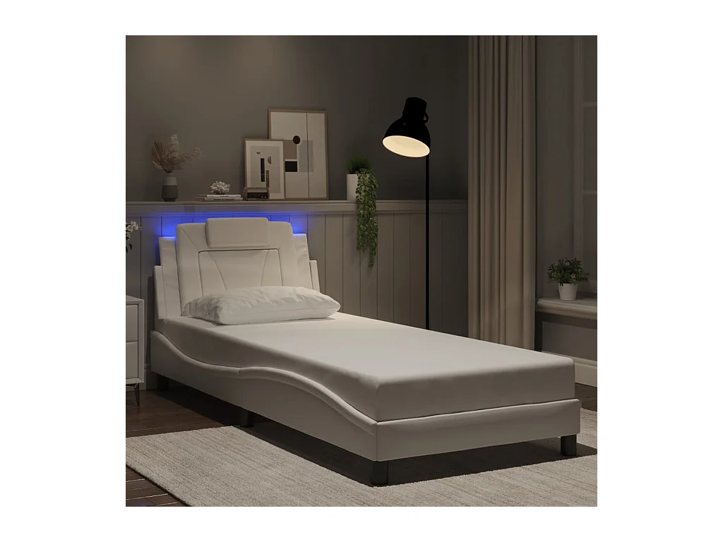 Bedframe met LED zonder matras wit 80x200 cm