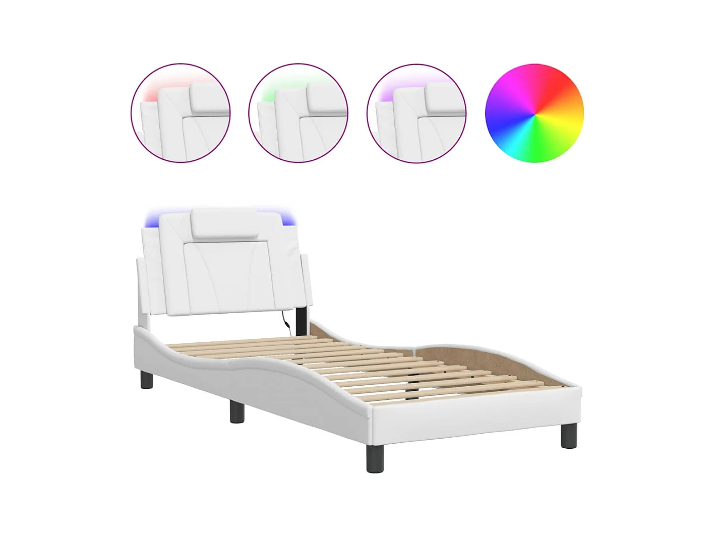 Bedframe met LED zonder matras wit 80x200 cm