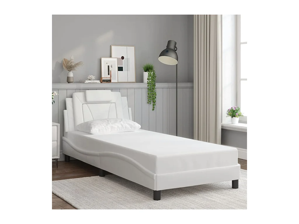 Bedframe met LED zonder matras wit 80x200 cm