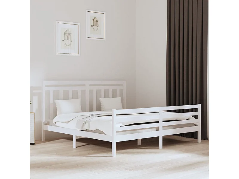 Struttura letto senza materasso bianco 200x200 cm in legno massello