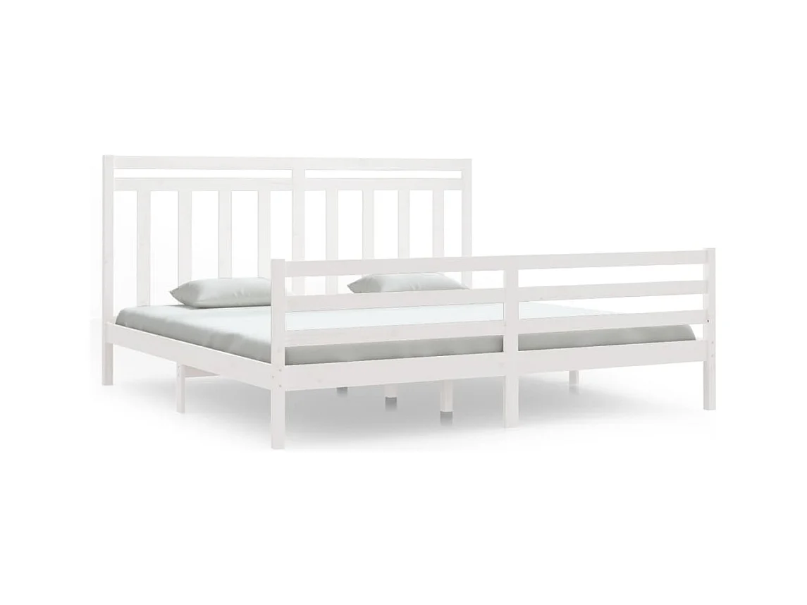 Struttura letto senza materasso bianco 200x200 cm in legno massello