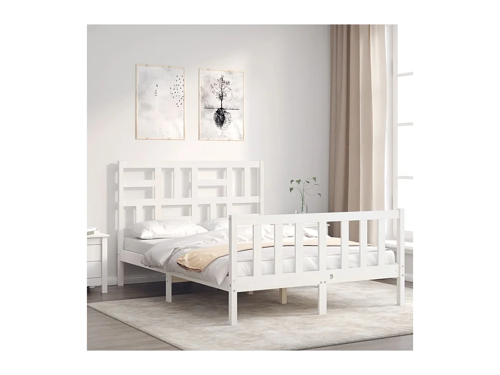 Bedframe zonder matras wit massief grenenhout