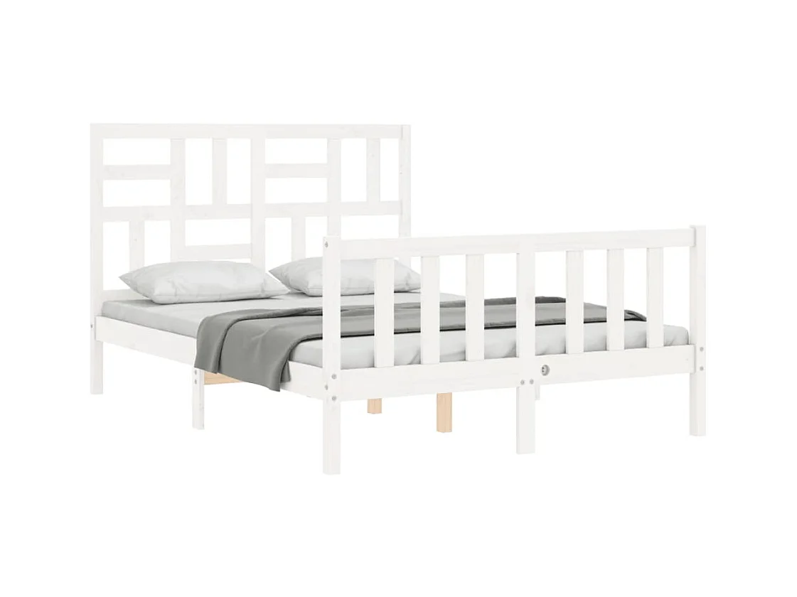 Bedframe zonder matras wit massief grenenhout
