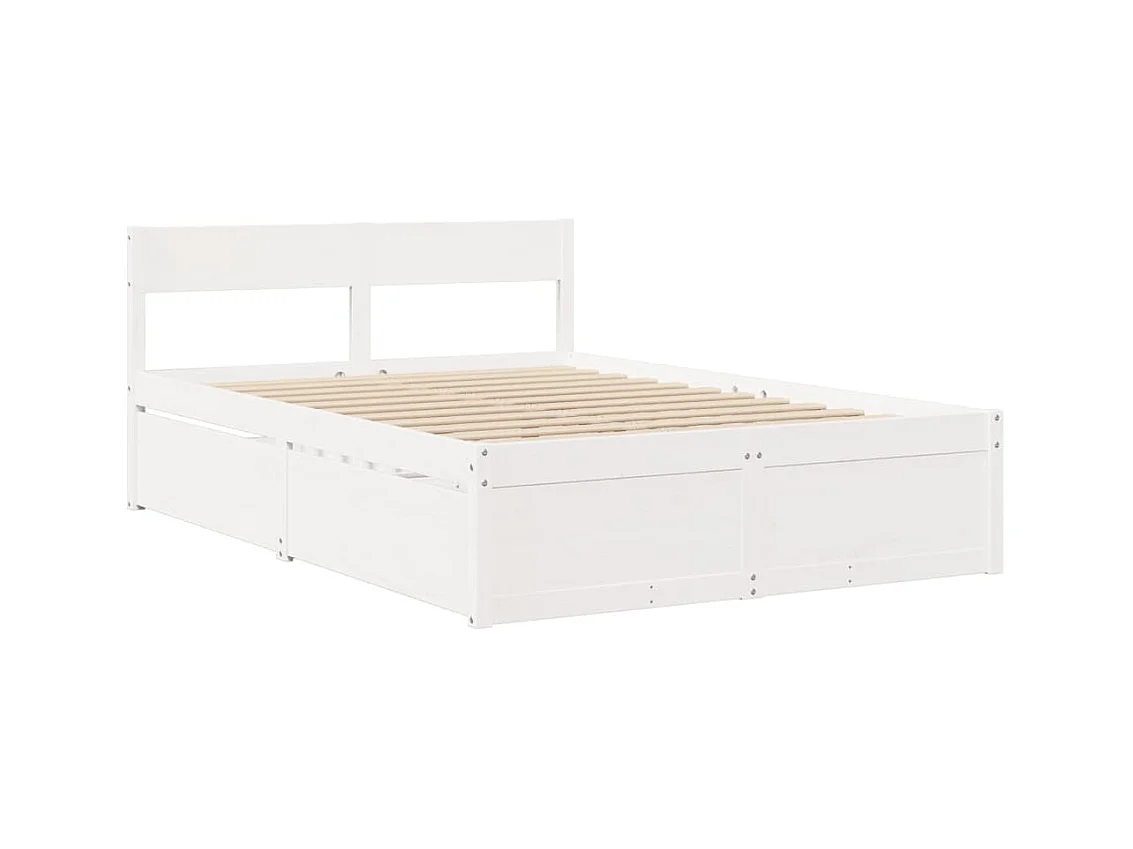 Cadre de lit sans matelas blanc 120x200 cm bois de pin massif