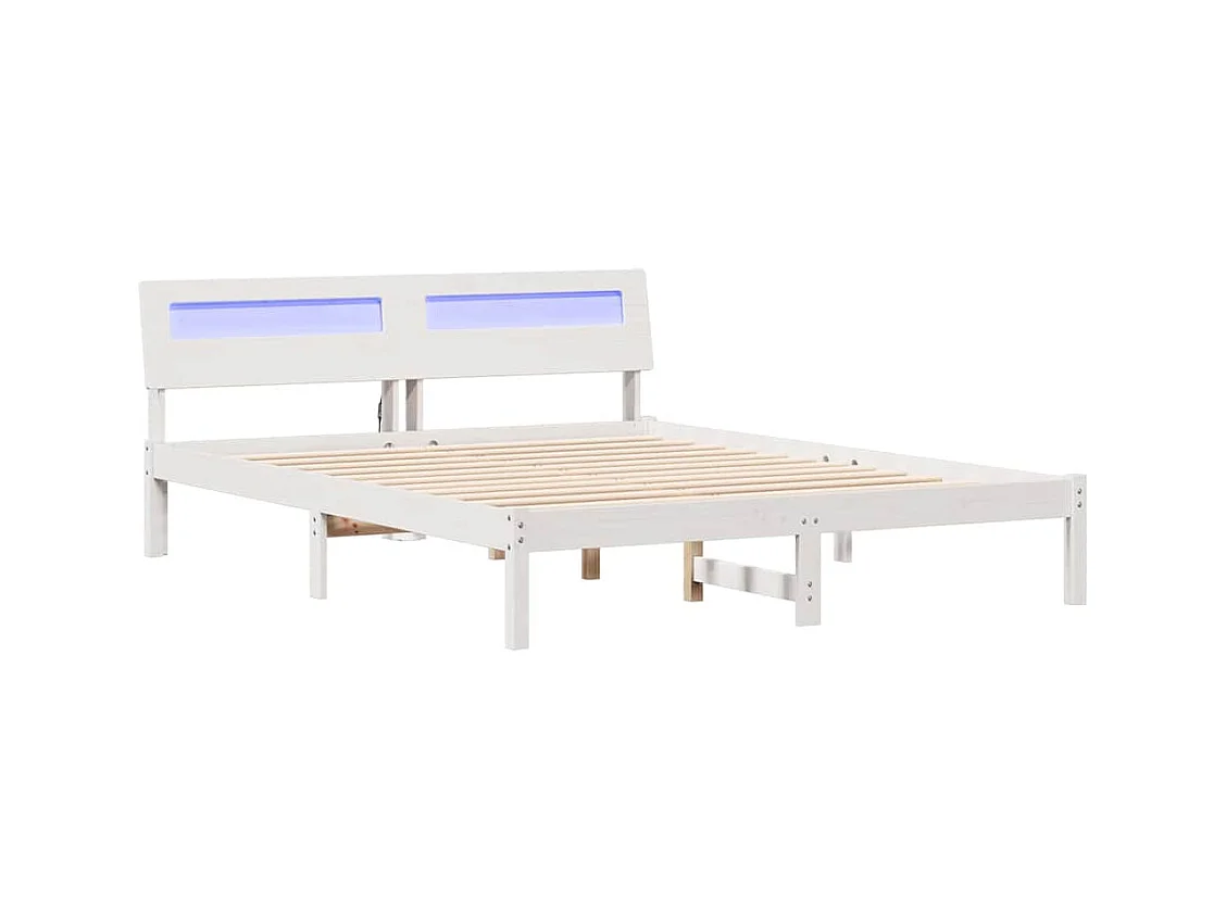Struttura letto bianca 140 x 200 cm Legno massello di pino