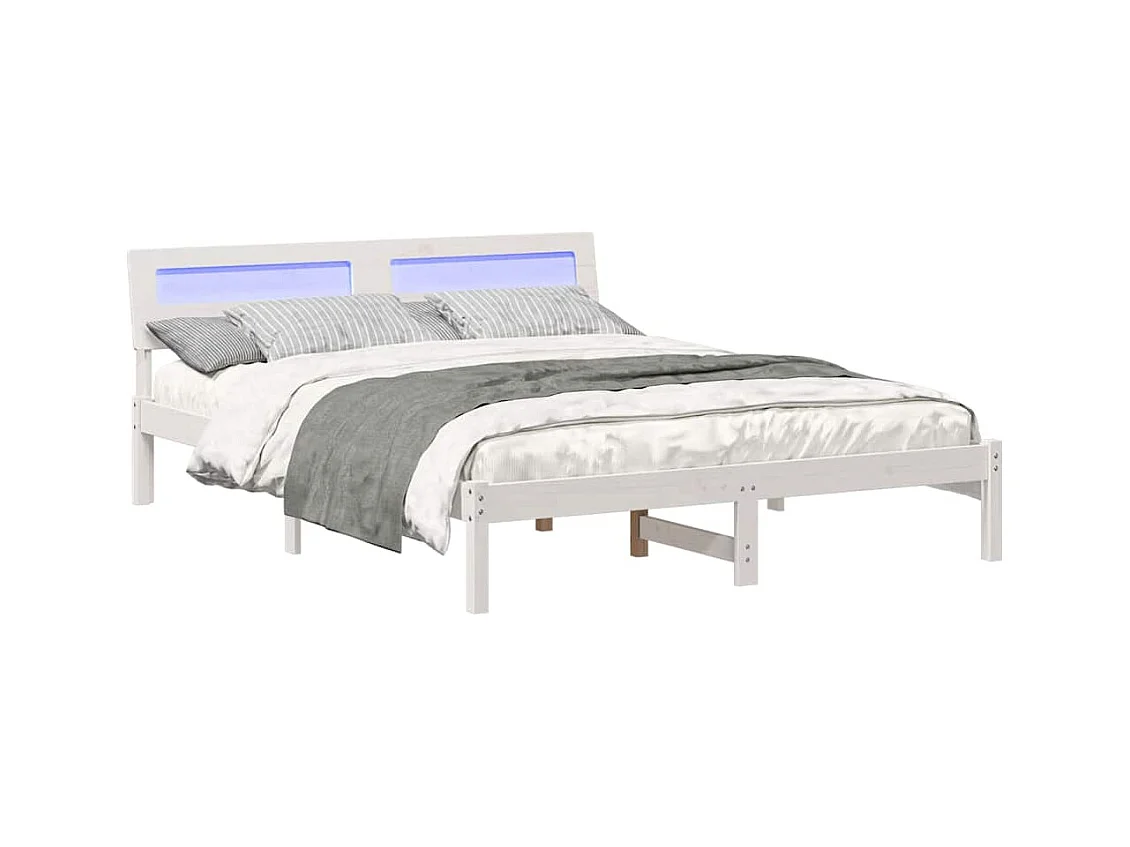 Struttura letto bianca 140 x 200 cm Legno massello di pino