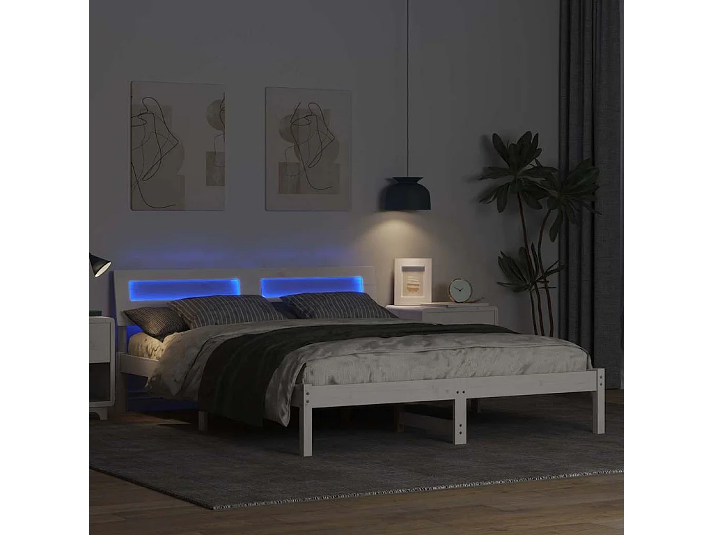 Estructura de cama blanca 140 x 200 cm Madera maciza de pino