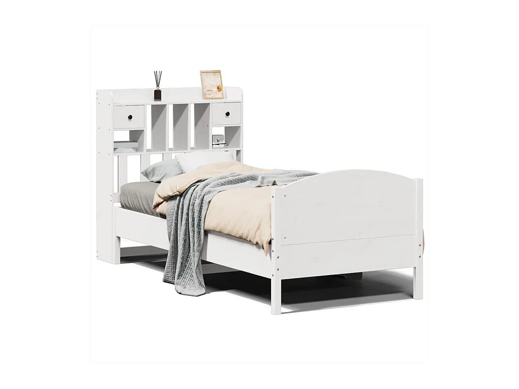 Wit boekenkastbed zonder matras 90x200cm massief grenenhout