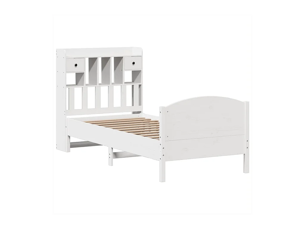 Wit boekenkastbed zonder matras 90x200cm massief grenenhout