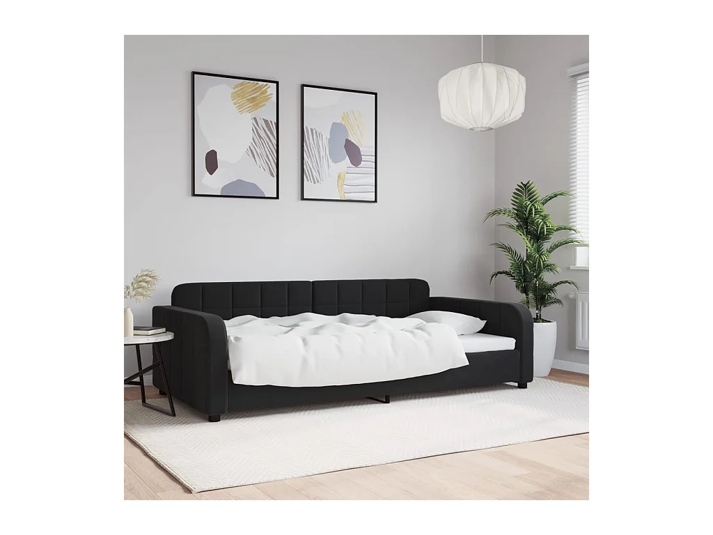 Divano letto senza materasso nero 100x200 cm velluto