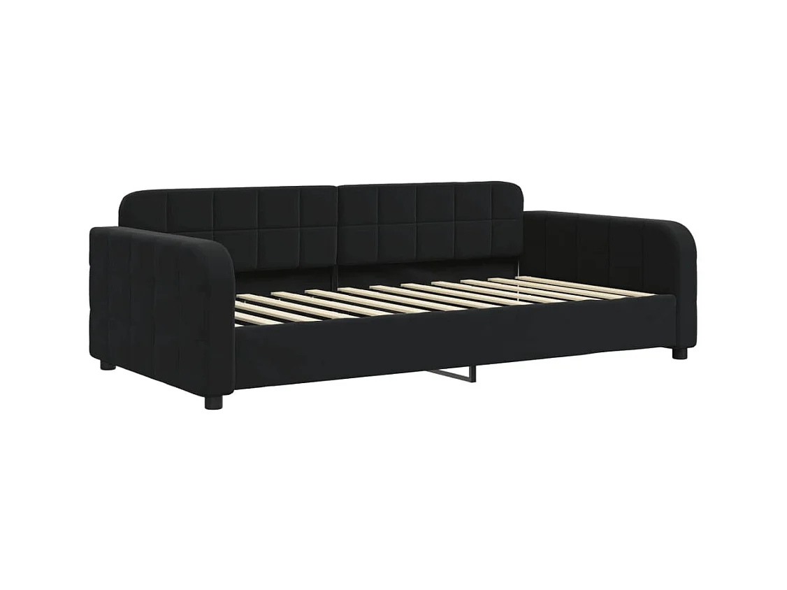 Divano letto senza materasso nero 100x200 cm velluto
