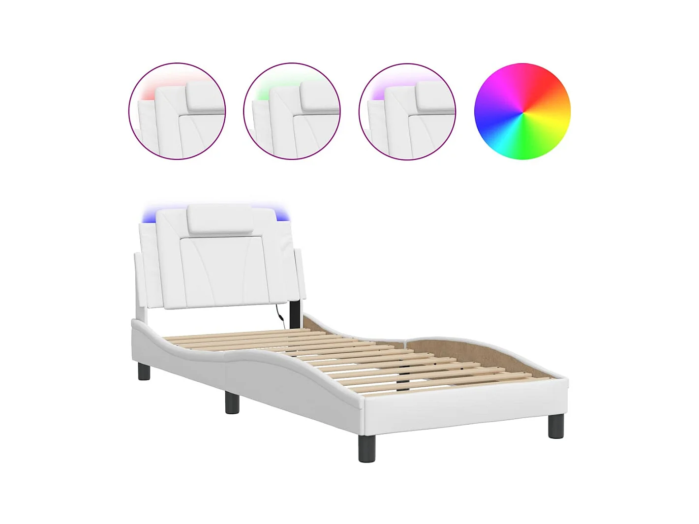 Estructura de cama con LED sin colchón blanco 90x200 cm
