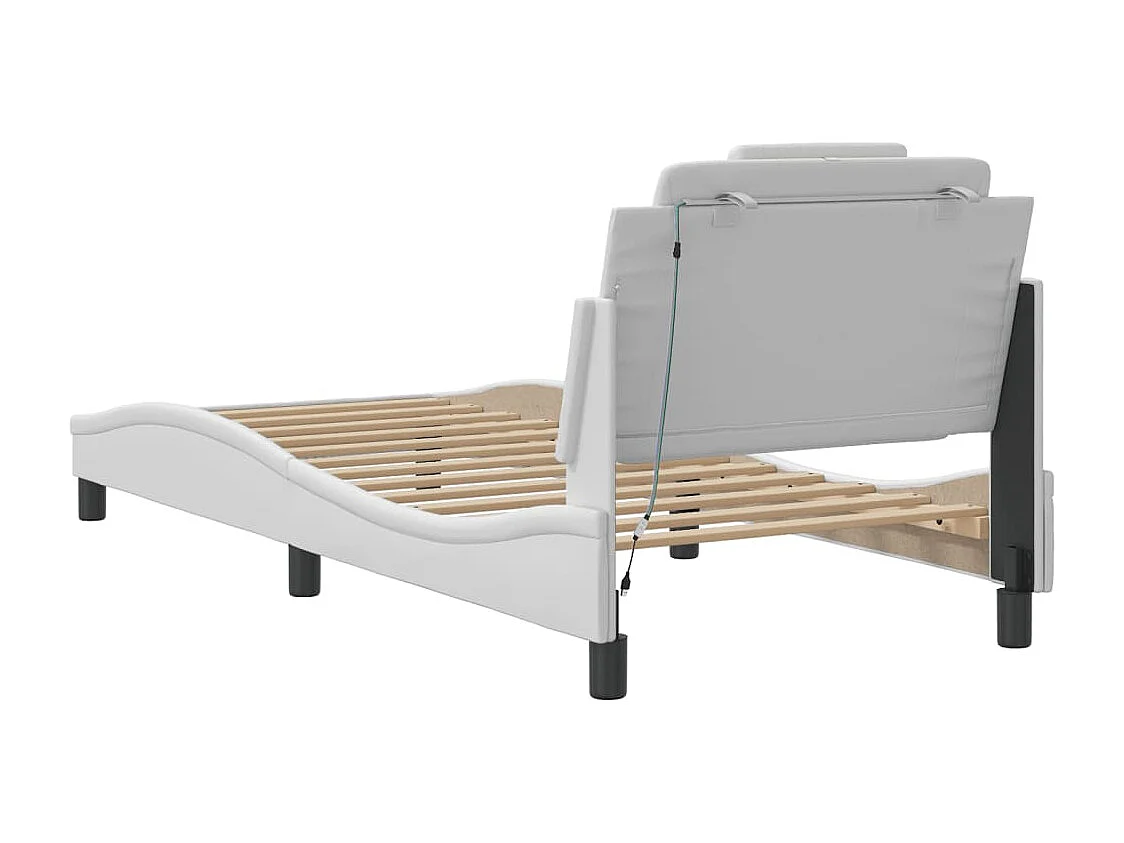 Estructura de cama con LED sin colchón blanco 90x200 cm