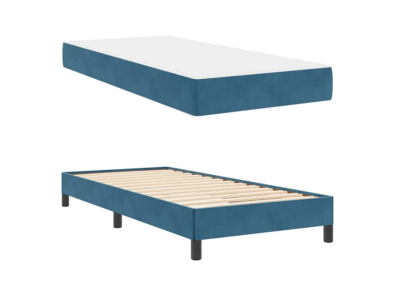 Lit boxspring avec matelas Bleu foncé 100 x 200 cm Velours