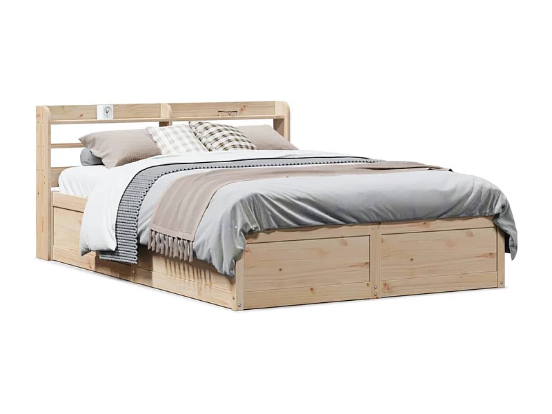 Bedframe met hoofdbord 140x190 cm massief grenenhout