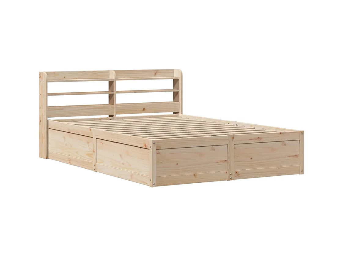 Bedframe met hoofdbord 140x190 cm massief grenenhout