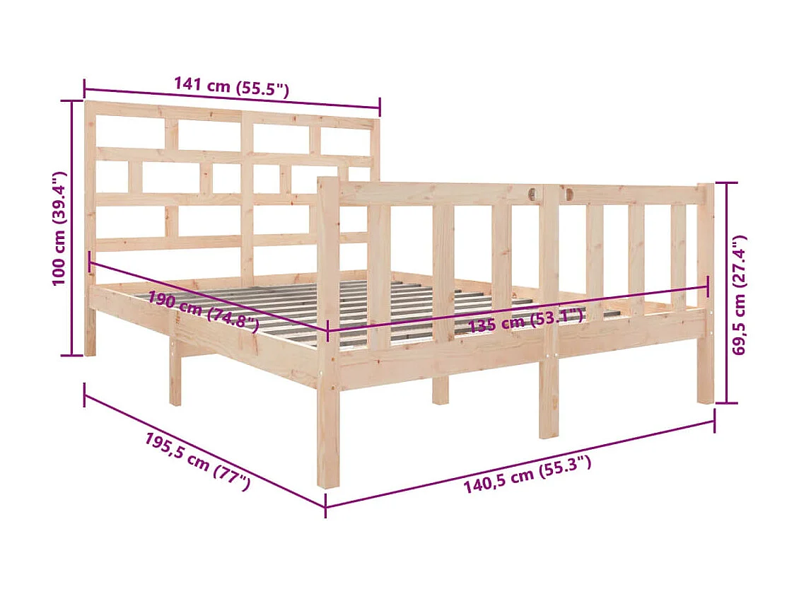 Bedframe zonder matras van massief grenenhout
