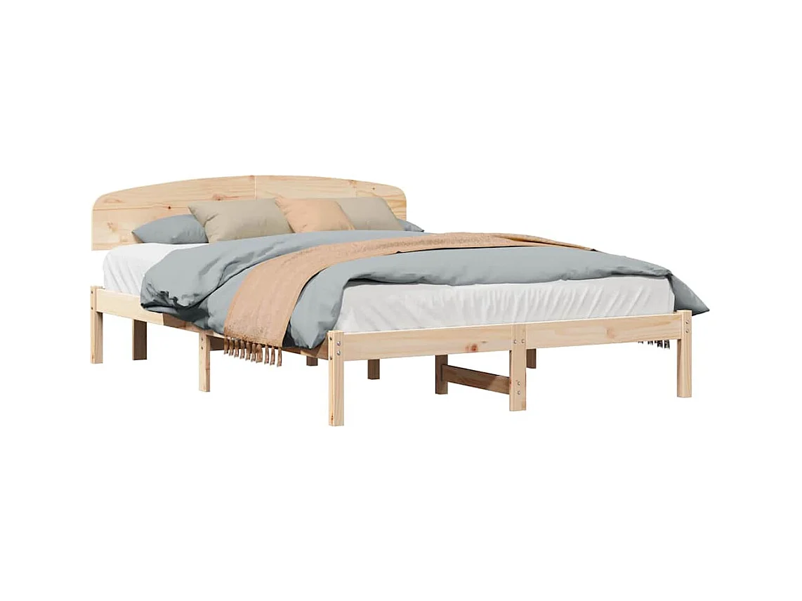 Struttura letto marrone 150 x 200 cm in legno massello di pino