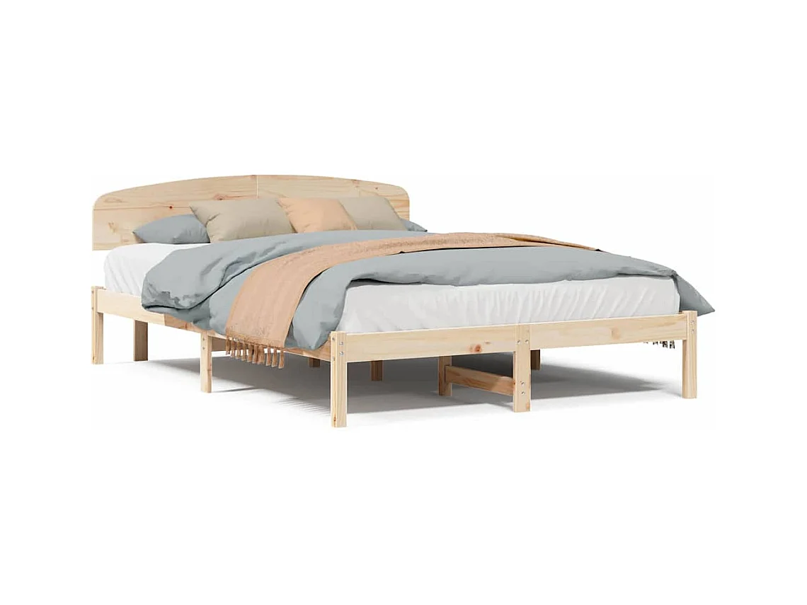 Struttura letto marrone 150 x 200 cm in legno massello di pino