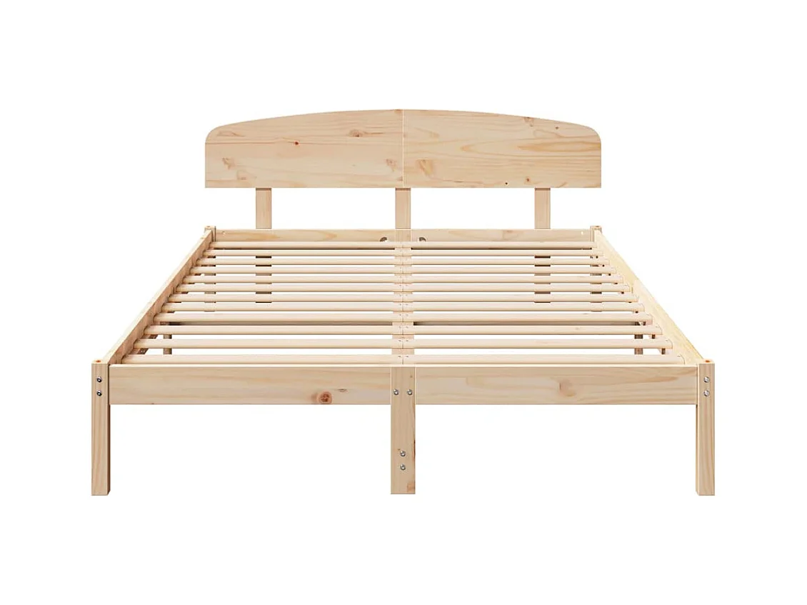 Struttura letto marrone 150 x 200 cm in legno massello di pino
