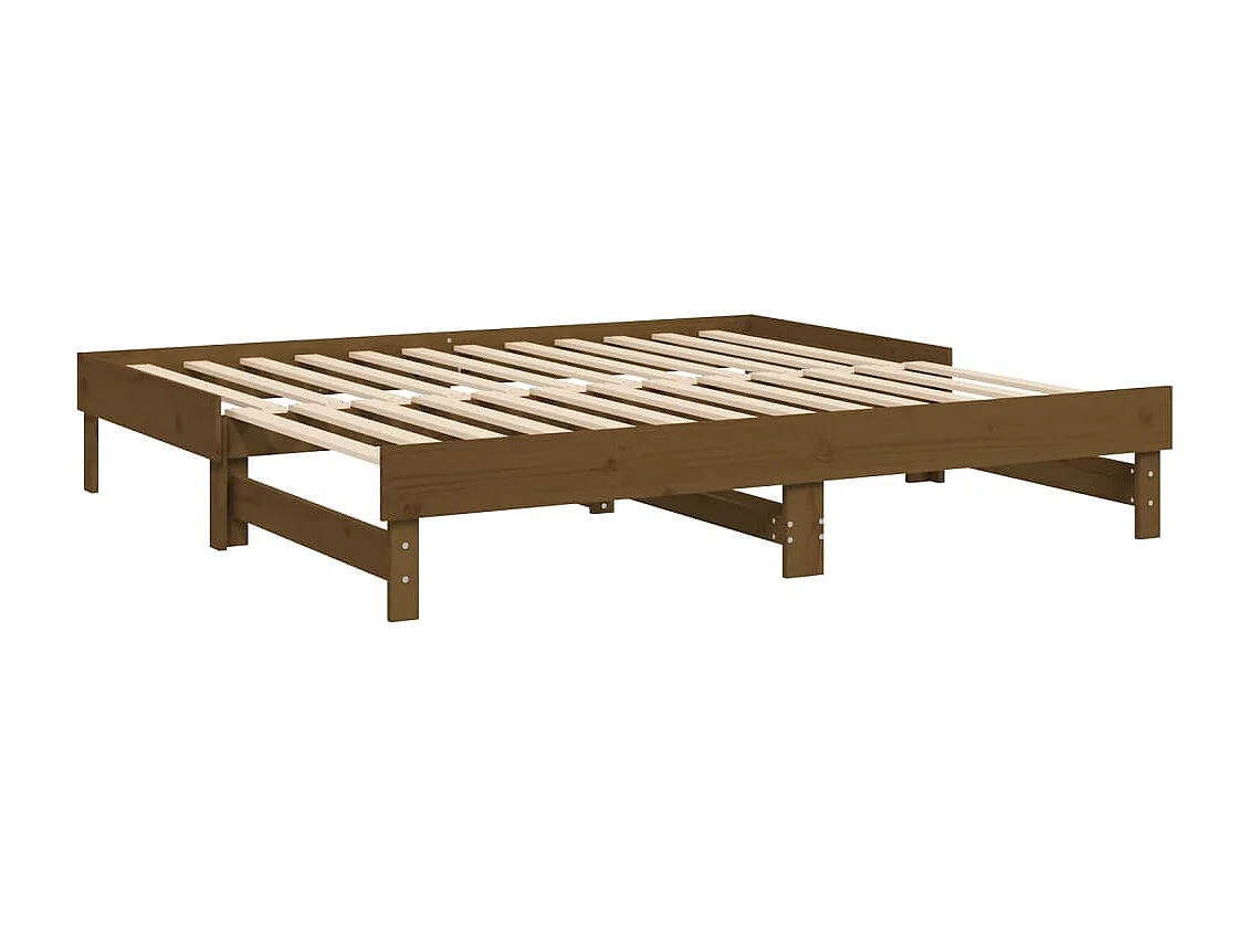 Lit coulissant sans matelas marron miel 2x(75x190) cm