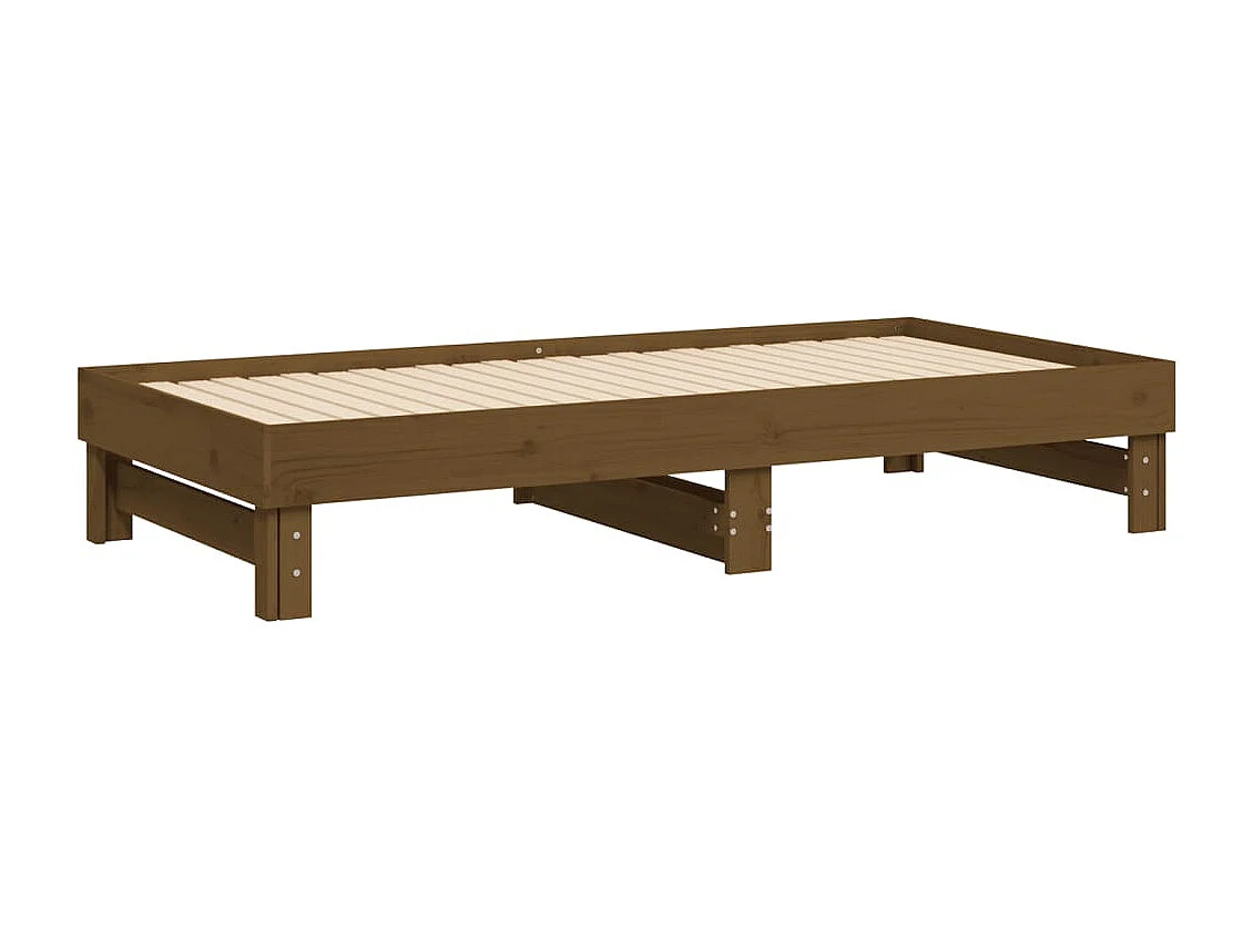 Lit coulissant sans matelas marron miel 2x(75x190) cm