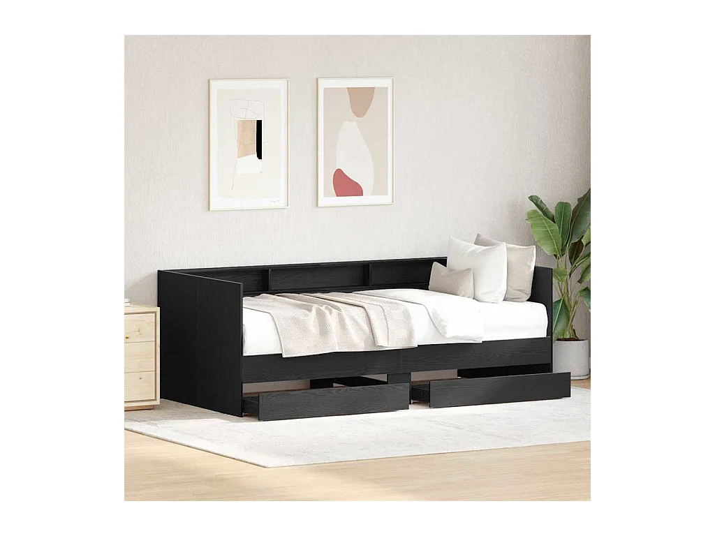 Cama de día gris 90 x 200 cm de madera de ingeniería